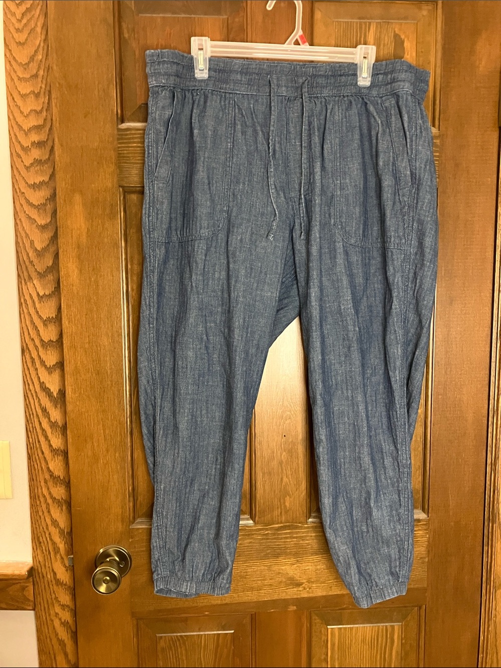 GAP Women’s Heathered Blue Drawstring Joggers-XL